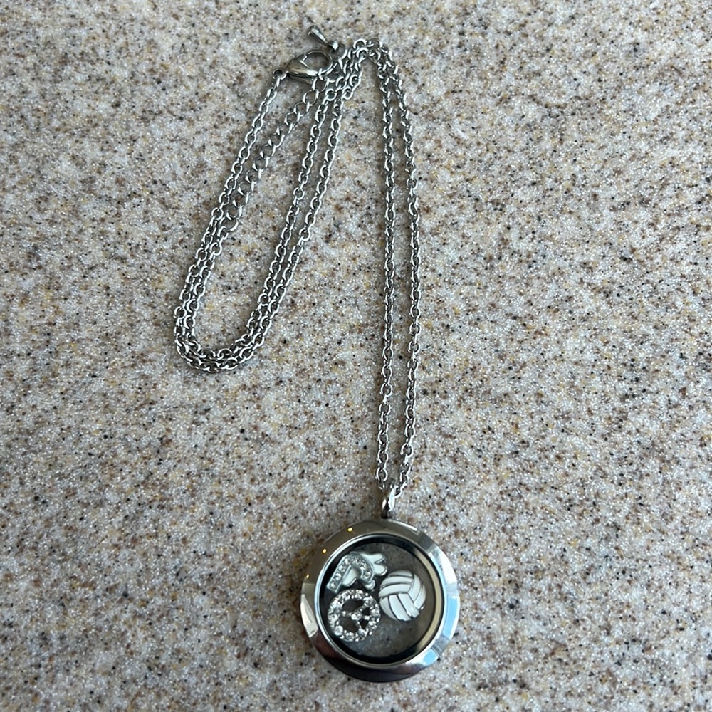South Hill Designs Necklace with a Volleyball, Peace Sign, Mickey Hand, Letter J